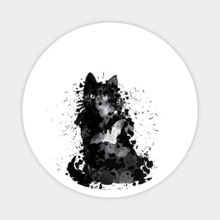 Black cat drawn with dots Magnet